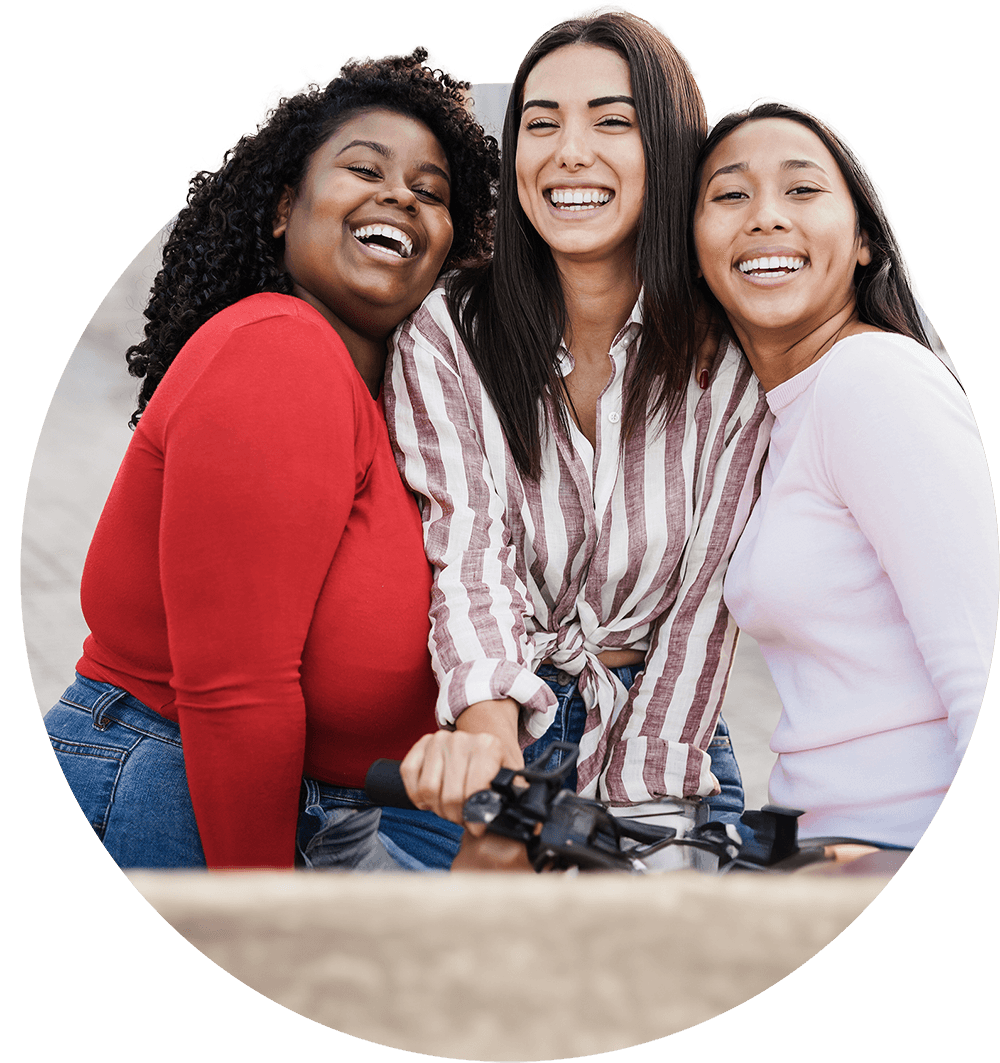 Three women representing a CROWD