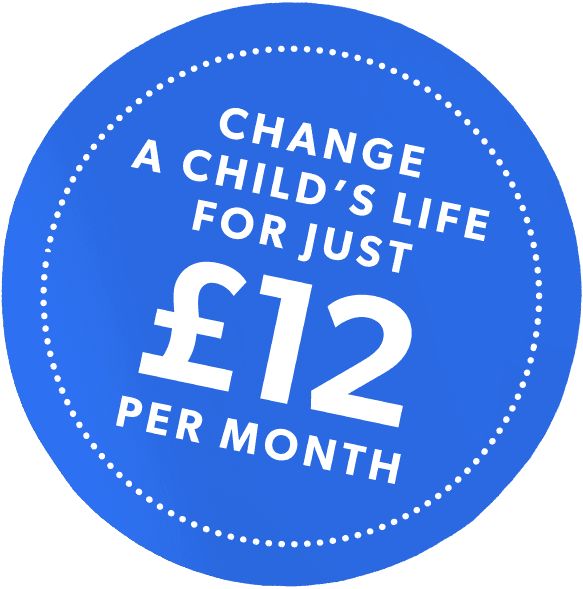 Stand with a child in poverty for just £12 per month blue sticker